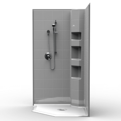 Three Piece 42” x 42” Neo-Angle Roll-in Shower
