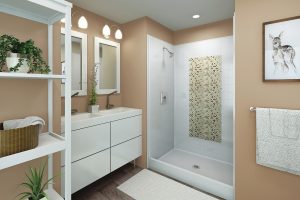 walk in showers with recessed inlays
