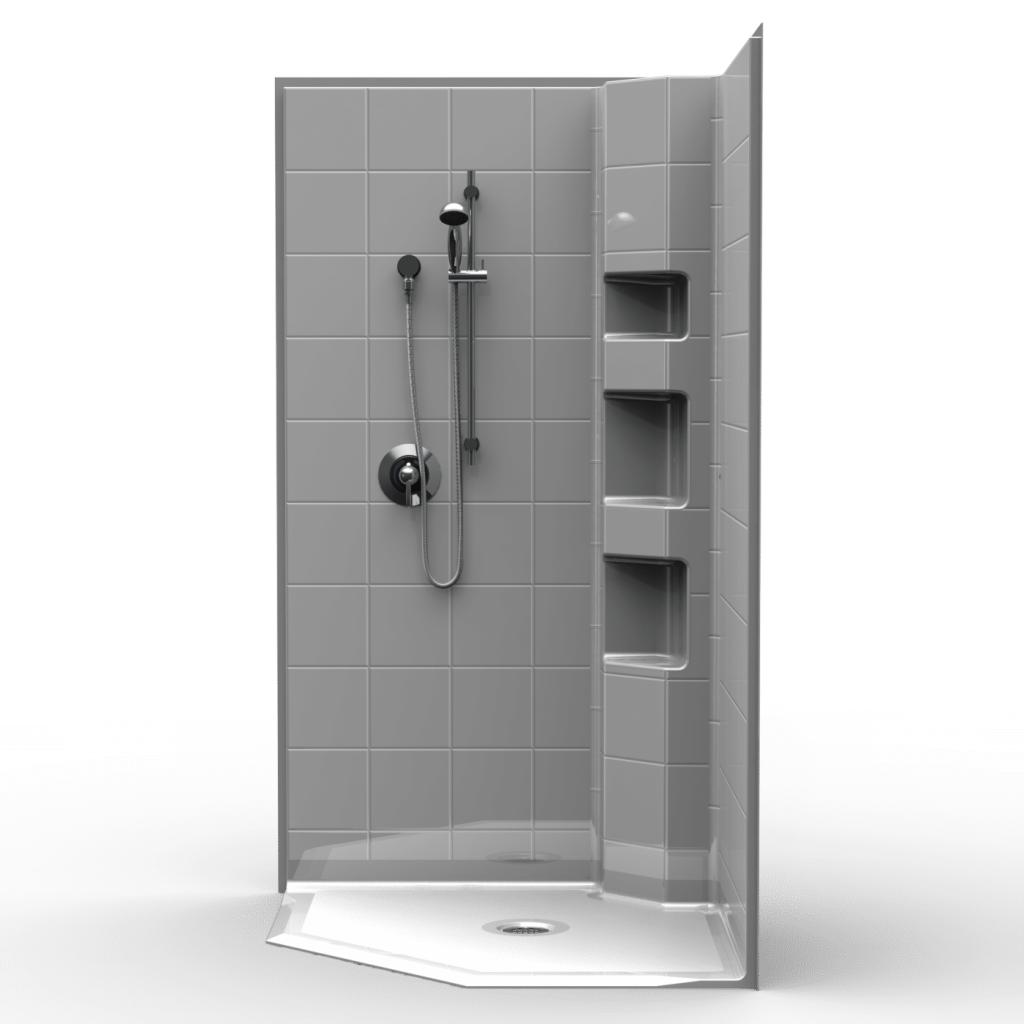 3LEN4242B75B Three Piece 42 X 42 Neo Angle Roll in Shower 75