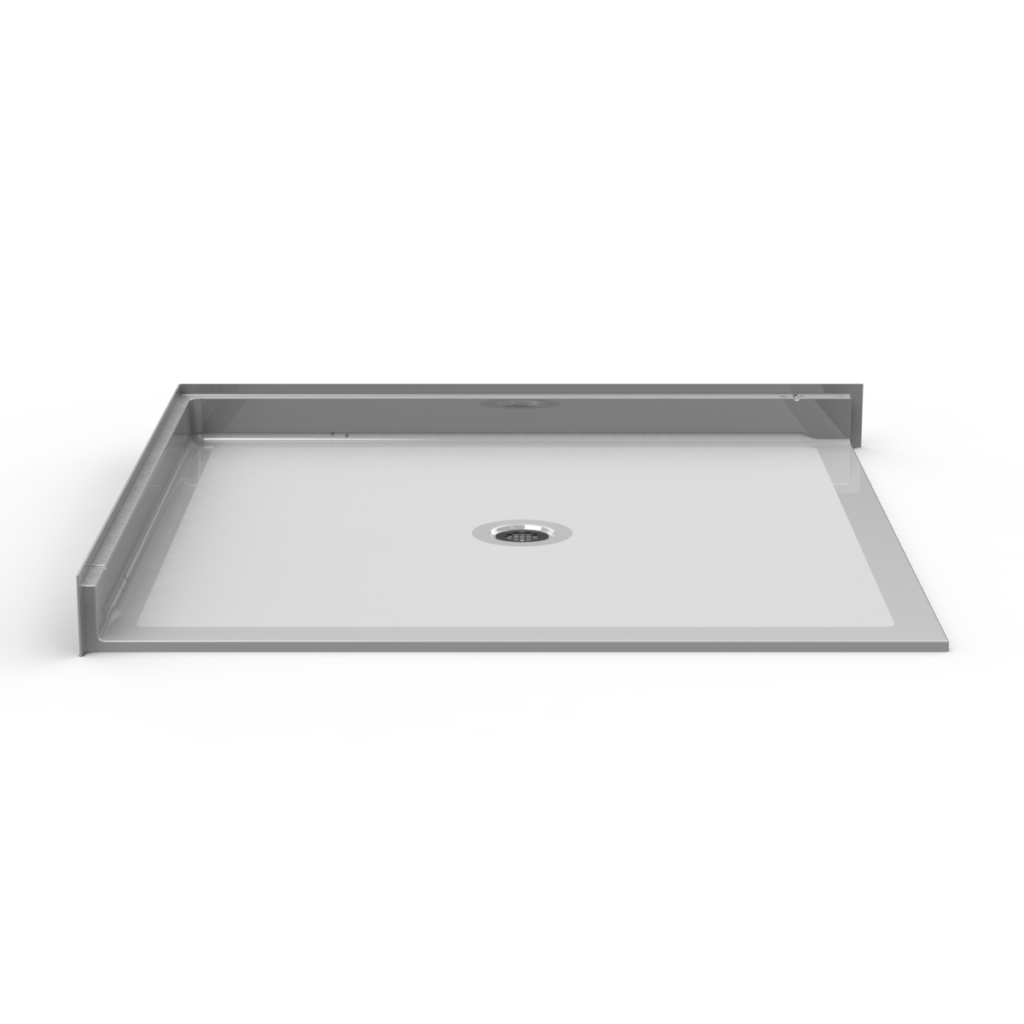 PC6060B1B OnePiece 60” x 60” Corner Roll in Shower Pan, 1” Threshold